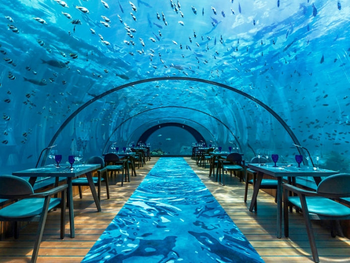 Hurawalhi Malediven Unterwasser Restaurant