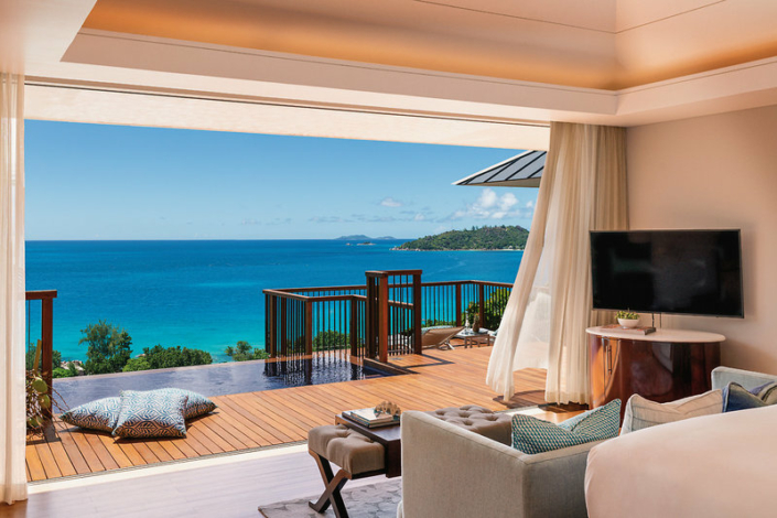 Raffles Seychelles Praslin - Wohnbeispiel mit private Pool und Terrasse