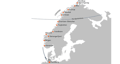 Polarlicht-Abenteuer Norwegen Route