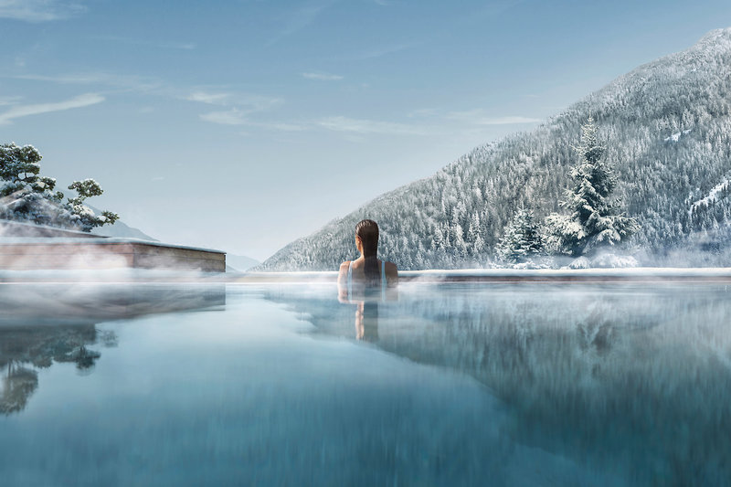 Lefay Resort Spa Südtirol - Im Aussenpool im Winter