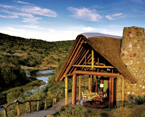 Kwandwe Great Fish River Lodge Südafrika - Wunderbarer Blick auf die Lodge