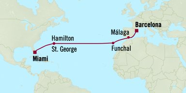 Oceania Cruises Angebote 2022 - Atlantiküberquerung - Die Route
