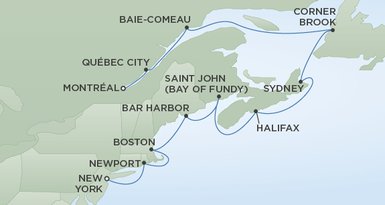 Wahrhaft luxuriöse Kreuzfahrten - Seven Seas Navigator - Von New York nach Montreal - Die Reiseroute