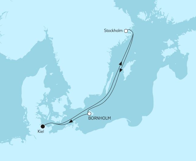 Die Route des Schlagerliner 2 in der Ostsee