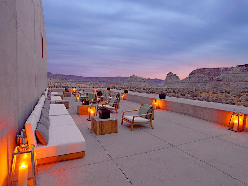 6 Sterne Amangiri Resort Utah - Auf der Bar Terrasse