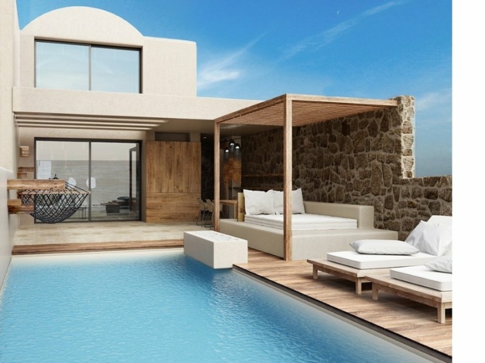 Acro Suites Kreta - Wohnbeispiel mit eigener Terrasse und Pool