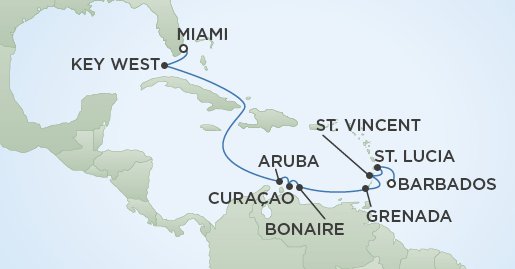 Verliebt in St. Lucia - von Miami nach Bridgetown - Die Route