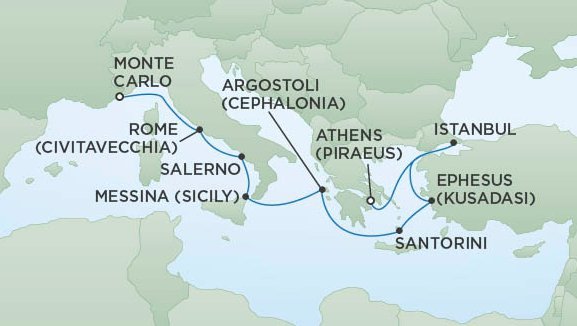 Historische Stätten - von Monte Carlo nach Athen - die Route