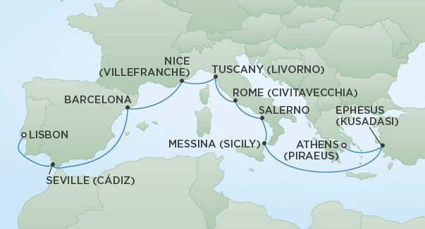 Von Küste zu Küste am Mittelmeer von Athen bis Lissabon - Die Route