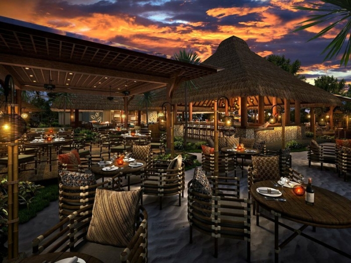Andaz Bali Sanur - Luxusurlaub - Abends beim Dinner auf der Restaurant Terrasse
