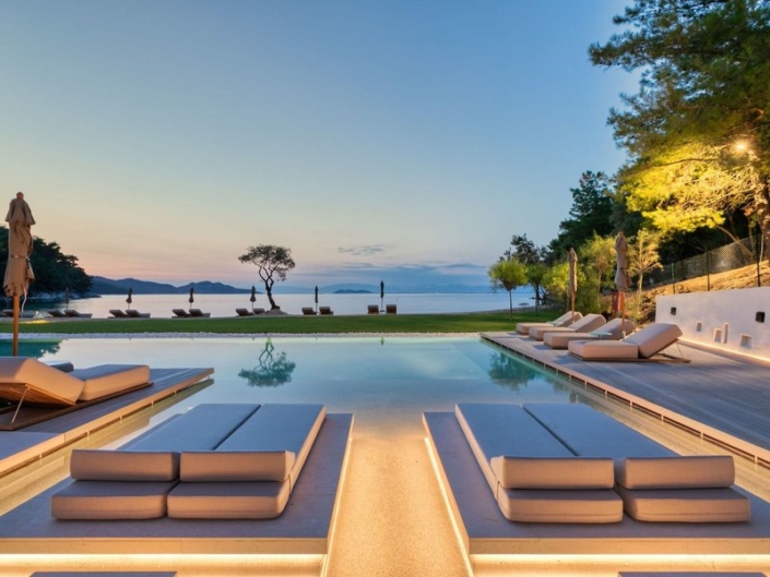 Vathi Cove Luxury Resort & Spa - Abends am Pool