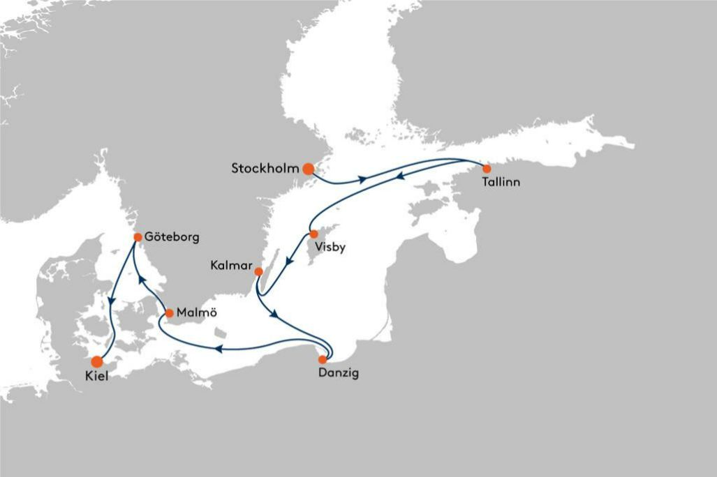 Sommerhoch2 mit Hapag-Lloyd Cruises - Von Stockholm bis Kiel - die Route