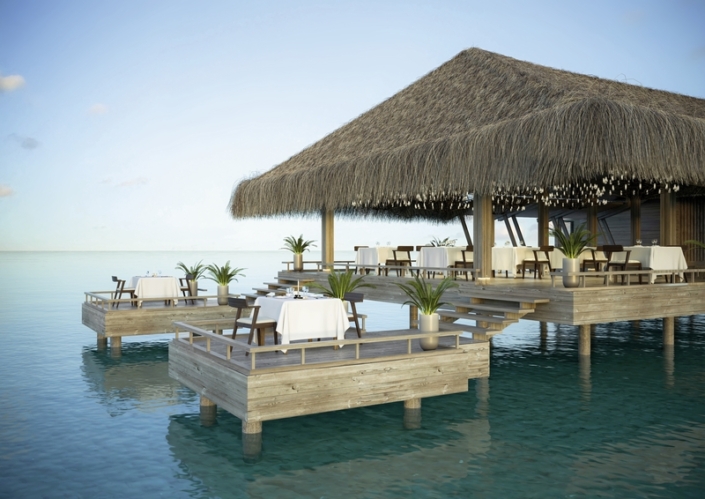 Baglioni Resort Maldives - Im Restaurant über dem Meer